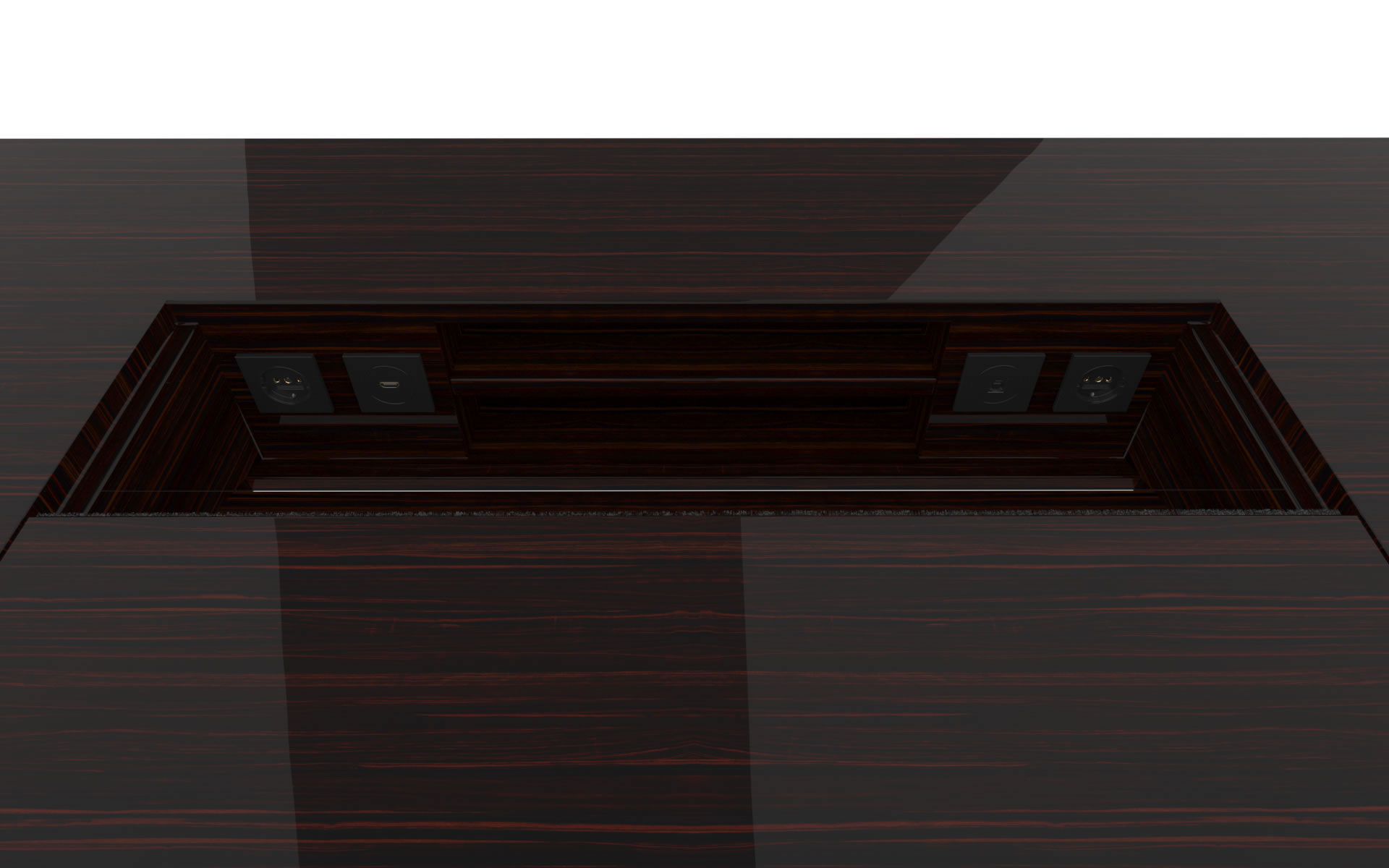 FELIX SCHWAKE DESK I High Gloss Ebony Lacquer Extraordinary Designer Desk With Extensible Desk Pad