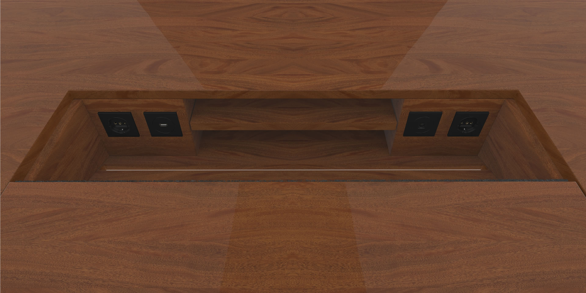 FELIX SCHWAKE DESK I I Inside View large precious wood mahogany customized bespoke Inside View