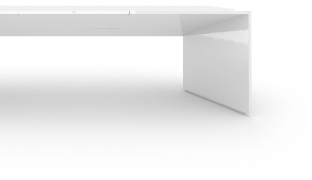 FELIX SCHWAKE DESK I I Large High Gloss White Lacquer Mirror polished Piano Finish Modern Designer Desk with Pull Out Desk Pad