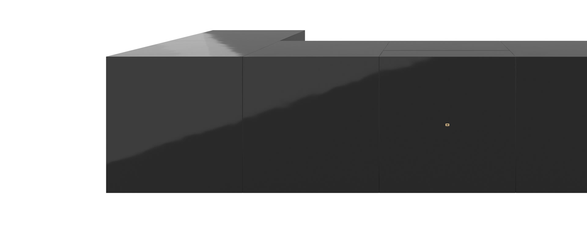 FELIX SCHWAKE DESK III piano lacquer black corner desk closed cube elemente