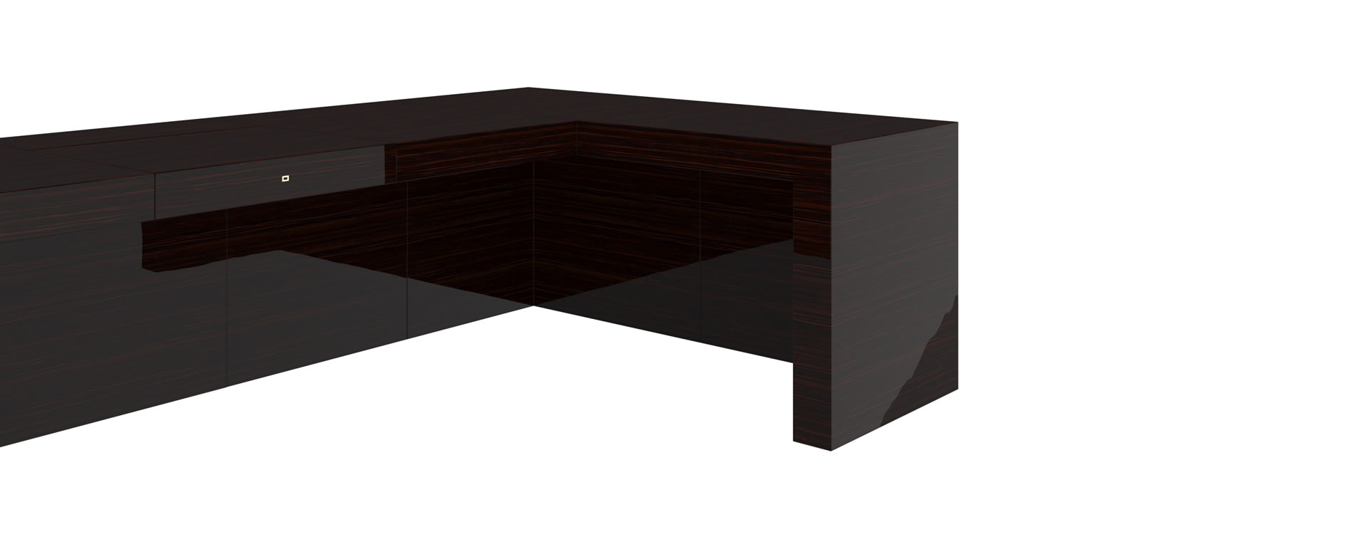 FELIX SCHWAKE DESK III precious wood macassar modern corner desk closed cube elemente