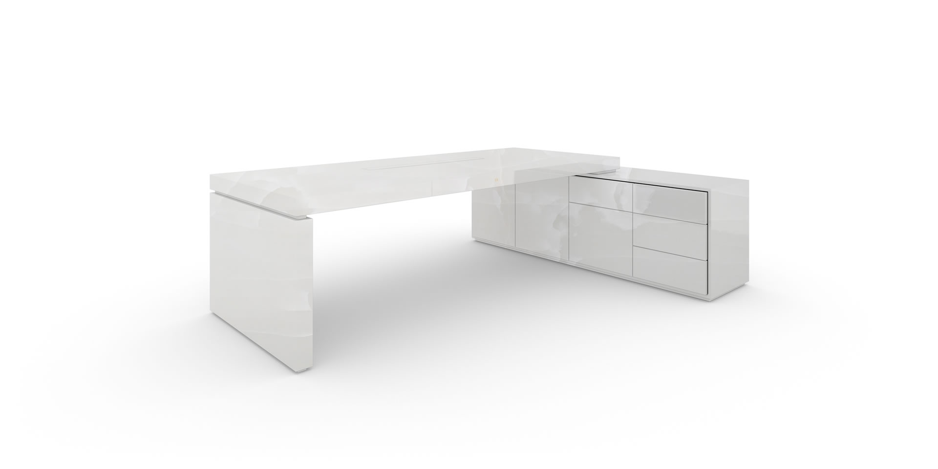 S4.1 Design Chef-Schreibtisch, 1-Sideboard, Marmor, Weiß - FELIX SCHWAKE