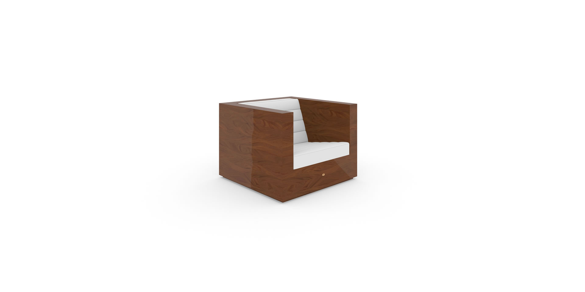ST3 Quadratischer Sessel mit Armlehnen - klein, Mahagoni Edelholz – FELIX SCHWAKE