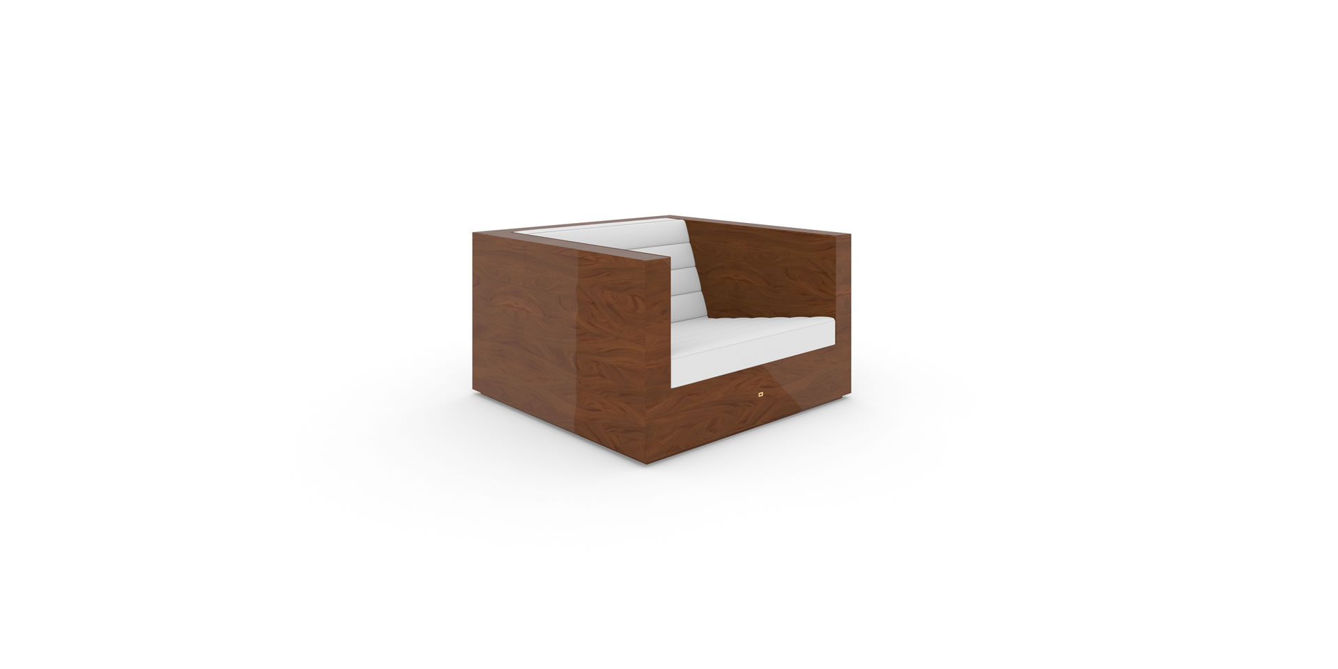 ST3.1 Quadratischer Sessel mit Armlehnen - groß, Mahagoni Edelholz – FELIX SCHWAKE