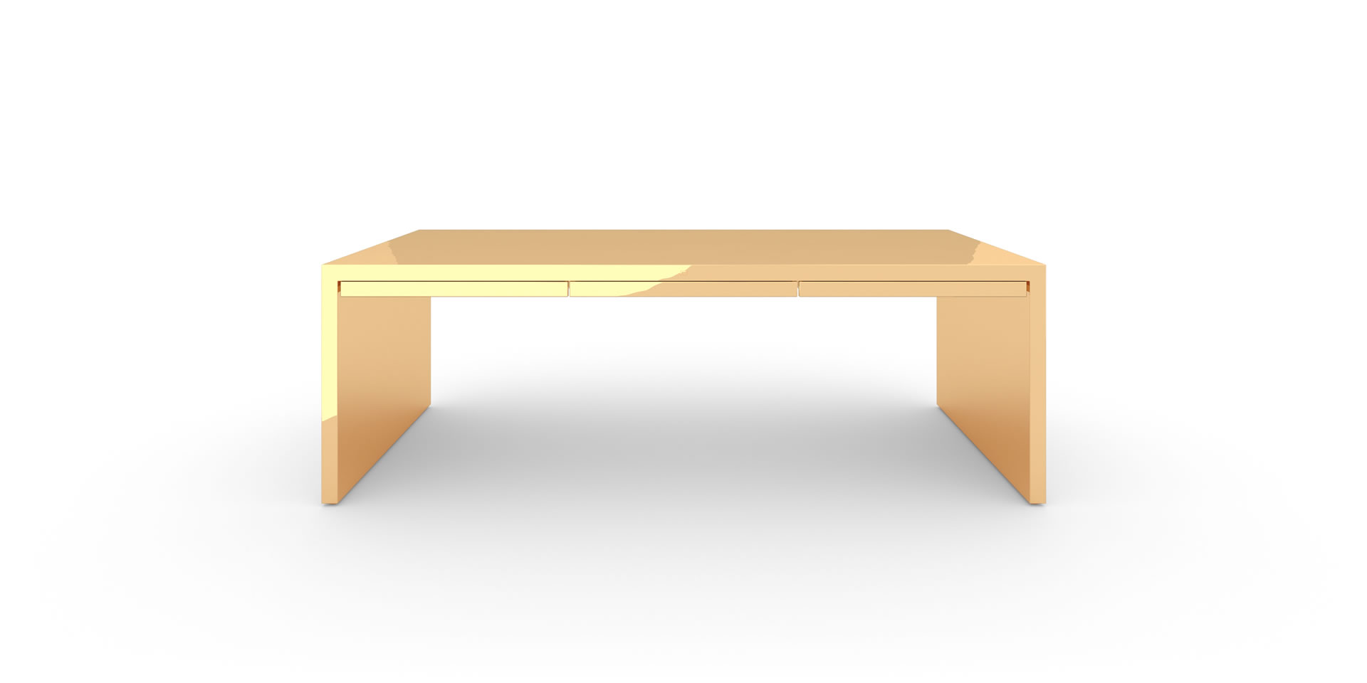 T1.1 Design-Tisch mit Schubladen, Gold - FELIX SCHWAKE