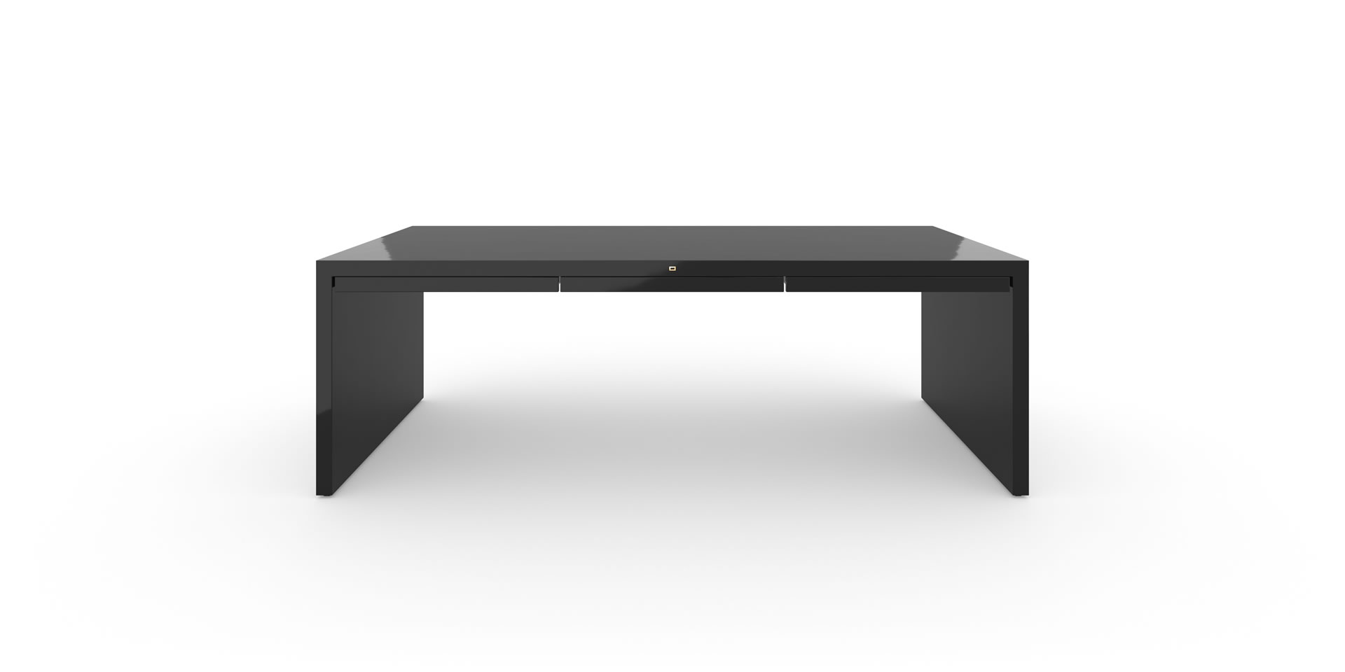 T1.1 Design-Tisch mit Schubladen, Klavierlack Schwarz - FELIX SCHWAKE