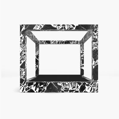 Marble Canopy Bed Black White FS421