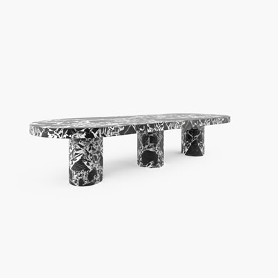 Marble Dining Table Black White FS179