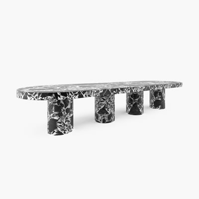 Marble Dining Table Black White FS180