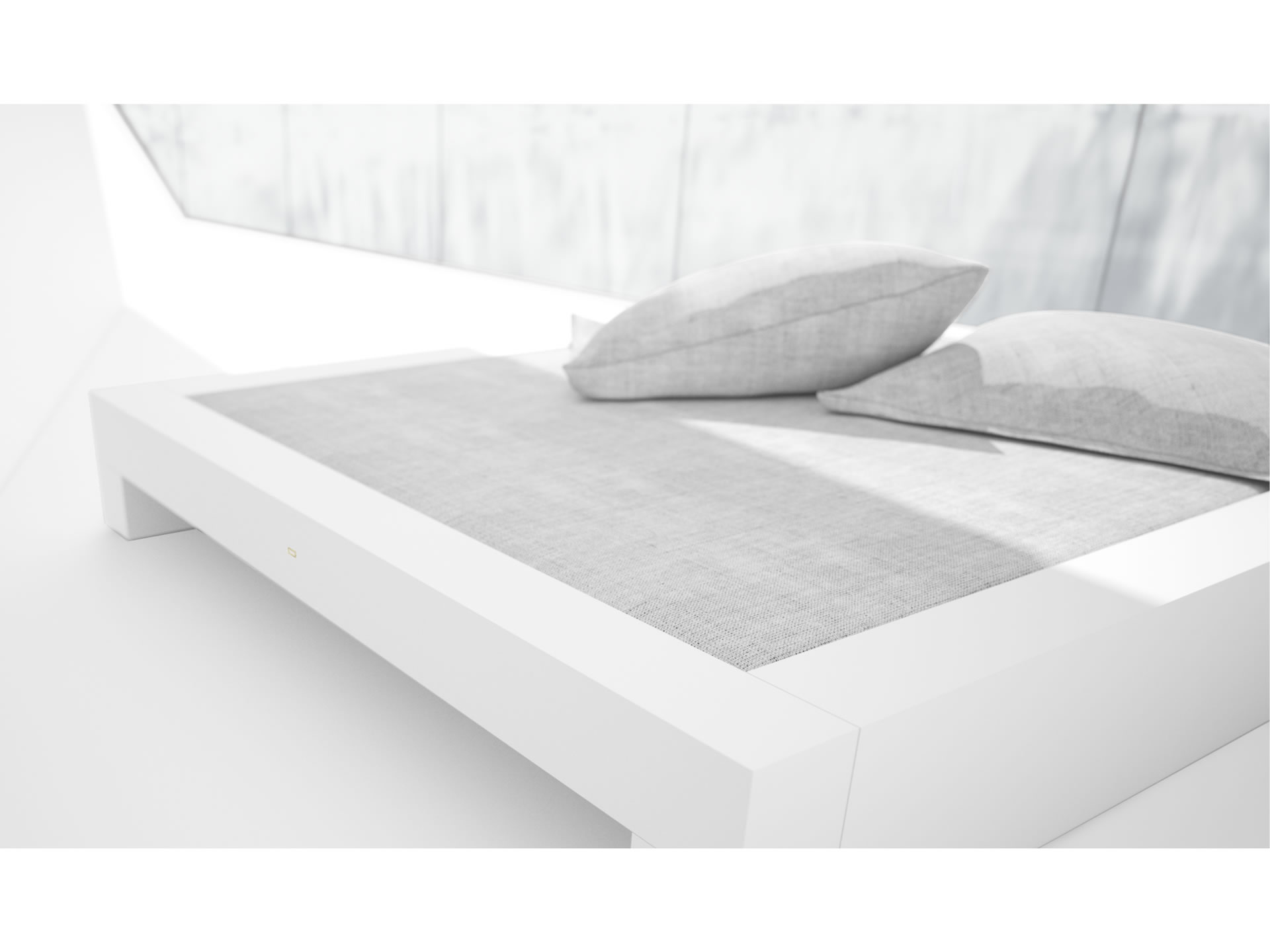 RECHTECK BED I Extraordinary White Designer Bed