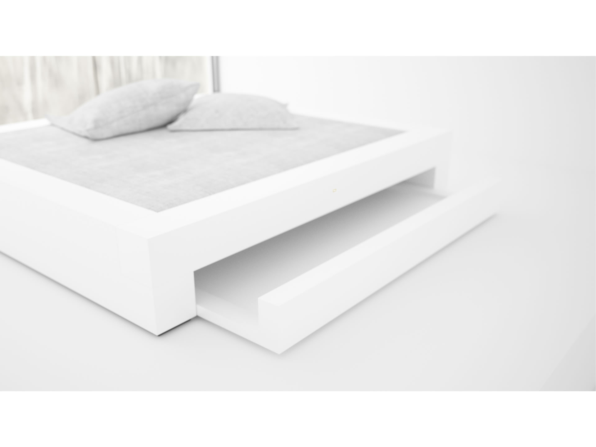 RECHTECK BED I I Nobel White Bed with Drawers