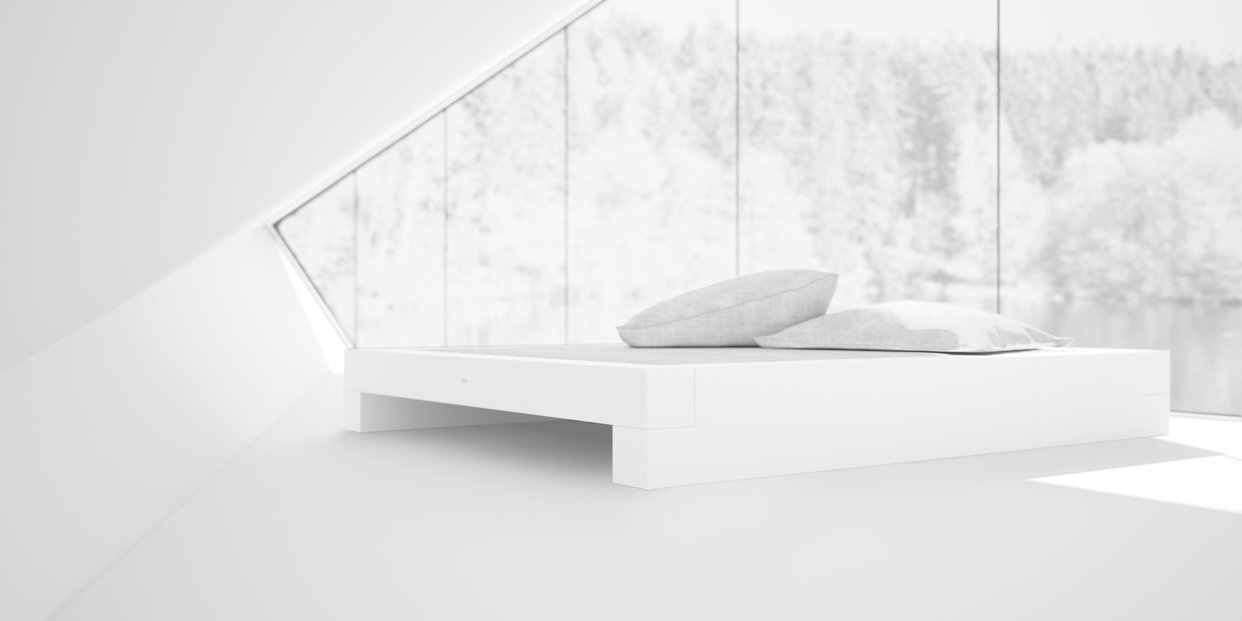 RECHTECK BED I Timeless White Designer Bed