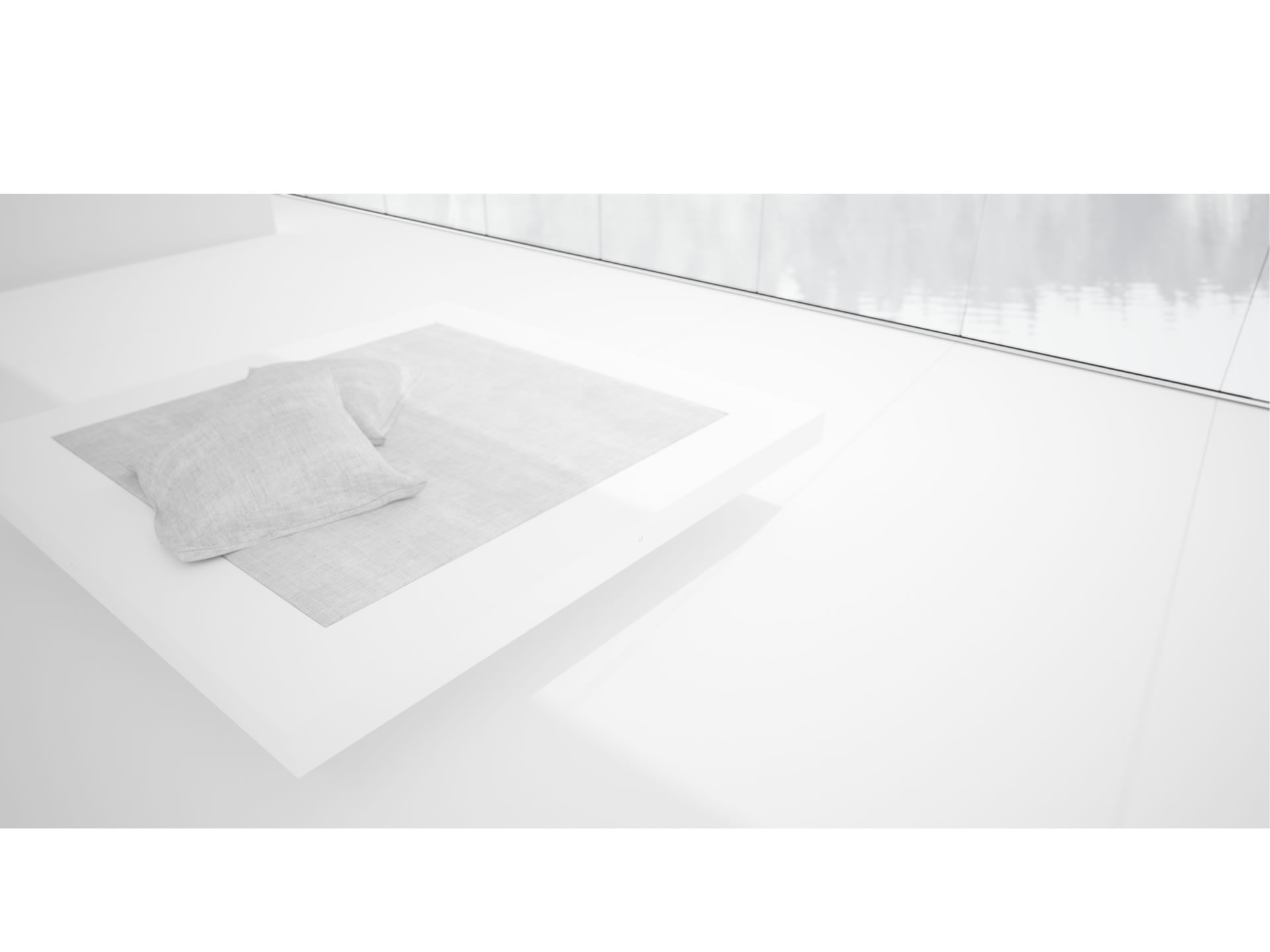 RECHTECK BED II Extraordinary White Bed Floating