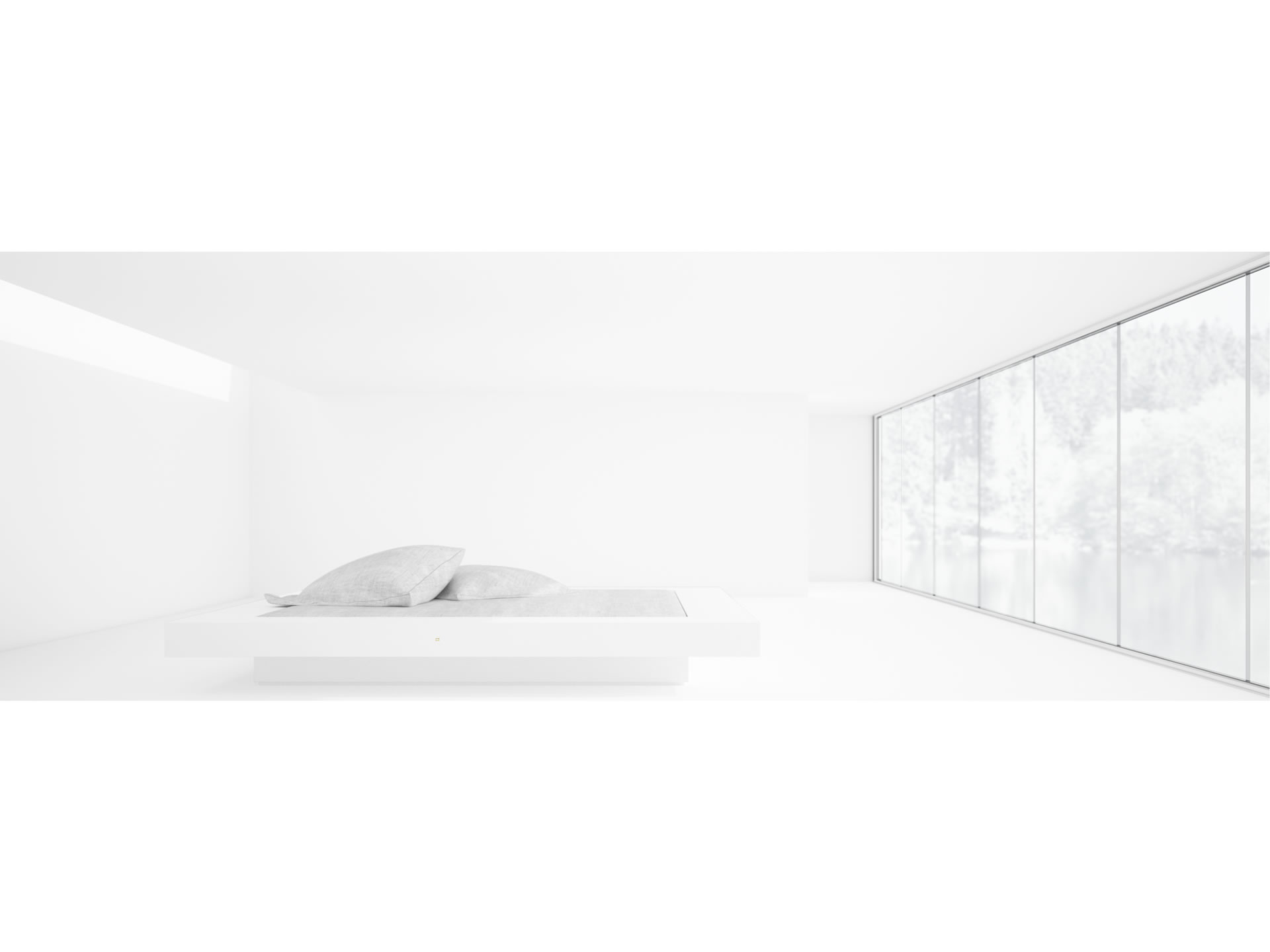 RECHTECK BED II Timeless White Bed Floating