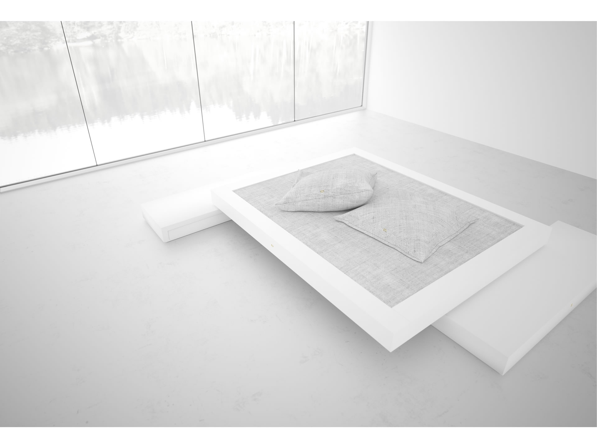 RECHTECK BED VI Nobel White Stand Alone Bed