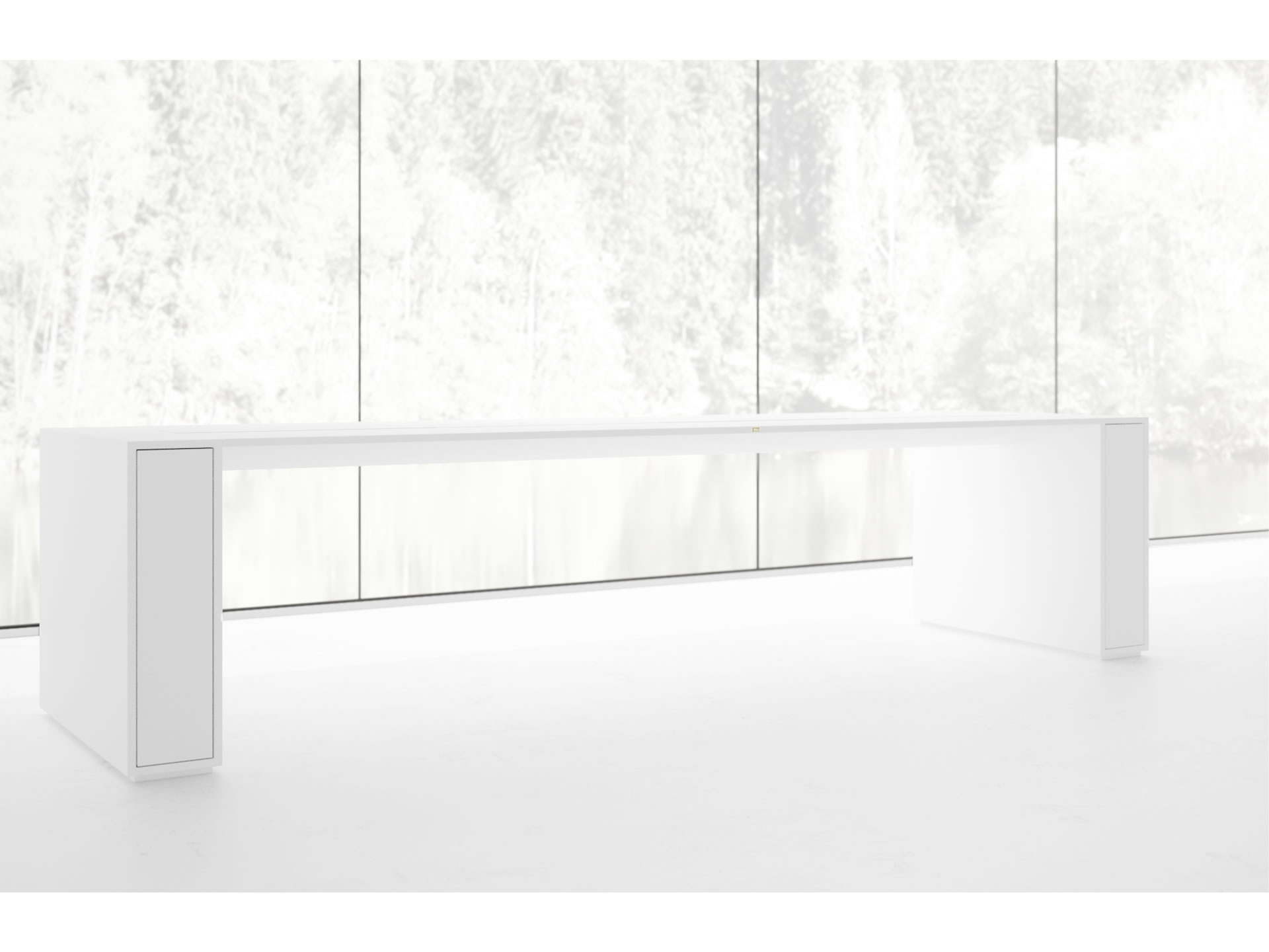 RECHTECK CONFERENCE TABLE I I Customize White Meeting Table with Extensible Hifi Shelves