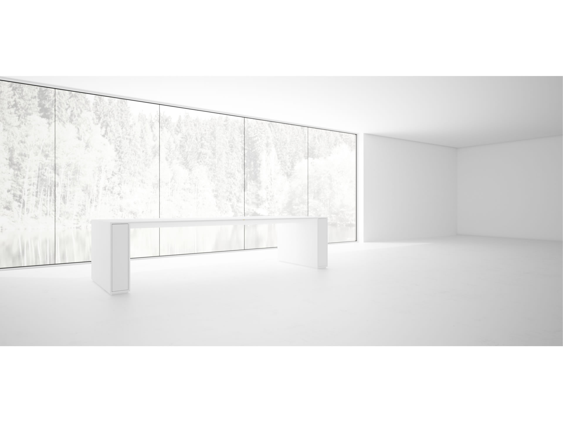 RECHTECK CONFERENCE TABLE I I Sublime White Meeting Table with Extensible Hifi Shelves