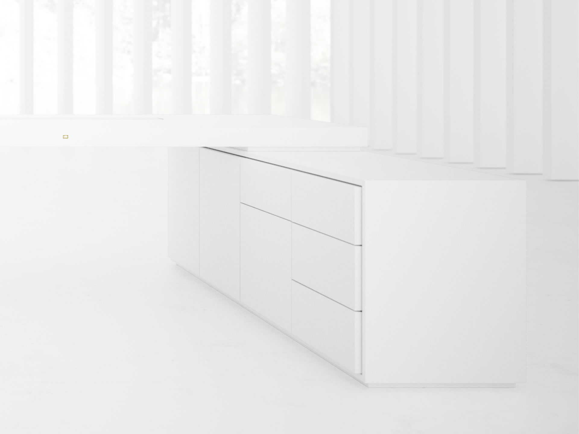 RECHTECK DESK IV I I Sublime White Corner Desk with Extensible Sideboard for PC Printer