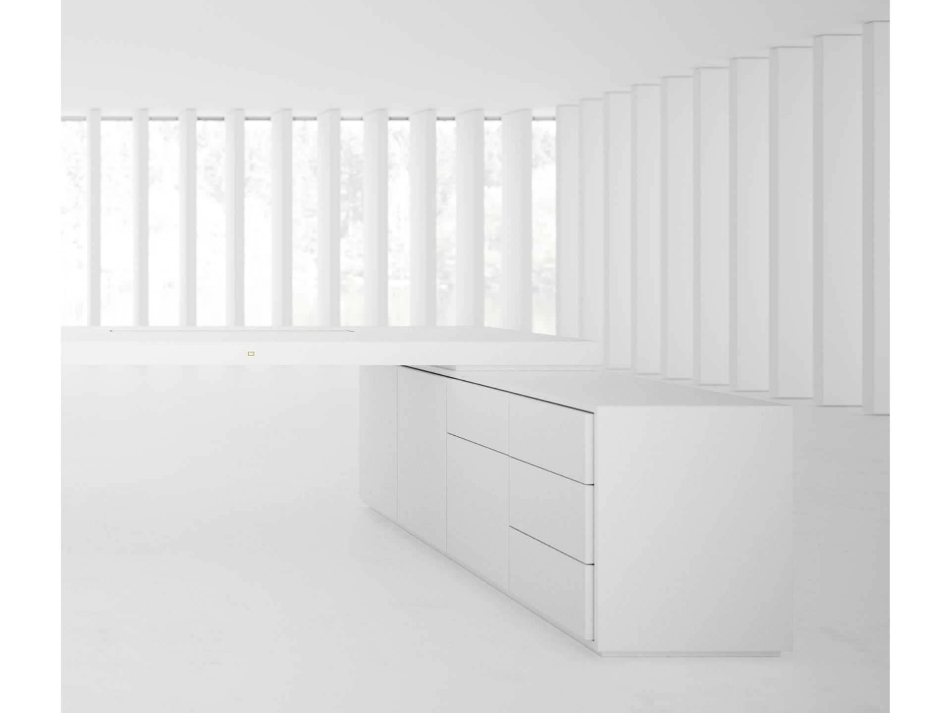 RECHTECK DESK IV II I Cultivate White Big Corner Desk with Two Sideboards for PC Printer