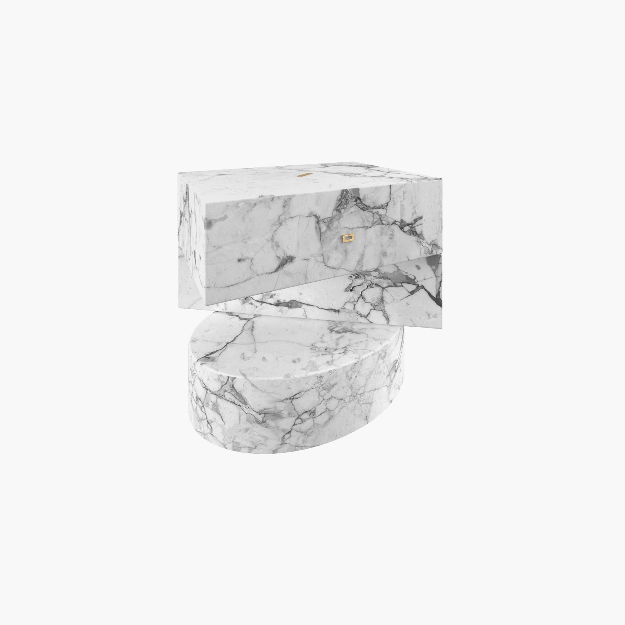 Side Table Cylinder cuboid prism White Arabescato Marble beautiful Sitting Room piece of art Side Tables FS 124 FELIX SCHWAKE