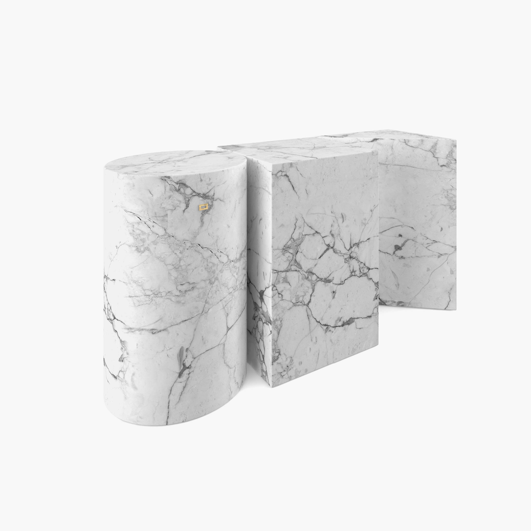 Side Table Cylinder cuboid prism White Arabescato Marble iconic Living Room modern art Side Tables FS 1 FELIX SCHWAKE