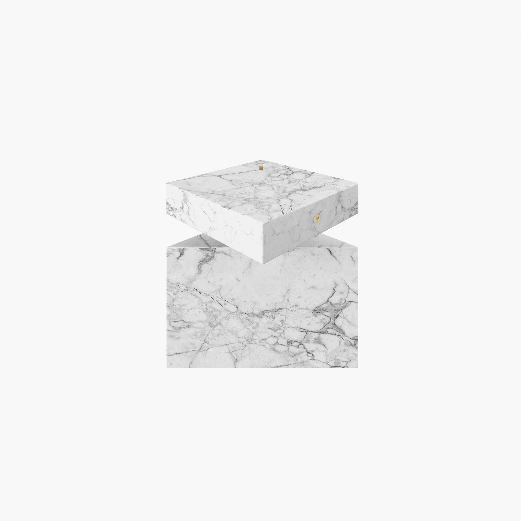 Side Table Cylinder cuboid prism White Arabescato Marble modern Sitting Room designer Side Tables FS 116 FELIX SCHWAKE