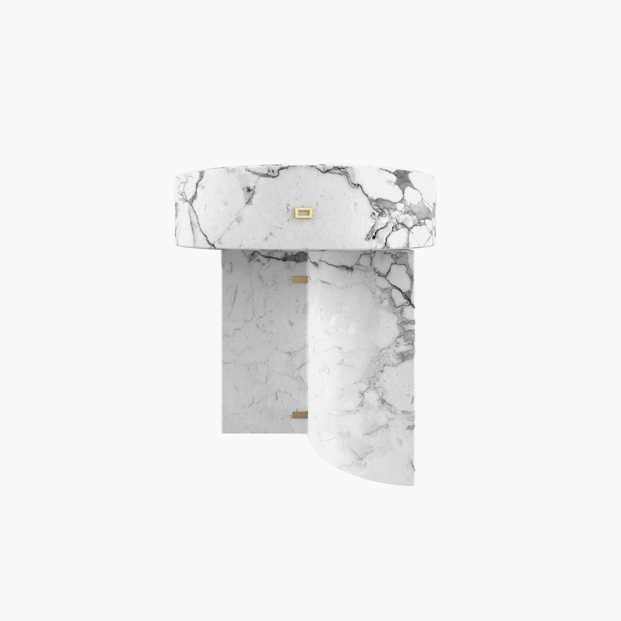 Side Table round Cylinder cuboid prism White Arabescato Marble art Living Room art works Side Tables FS 128 a FELIX SCHWAKE