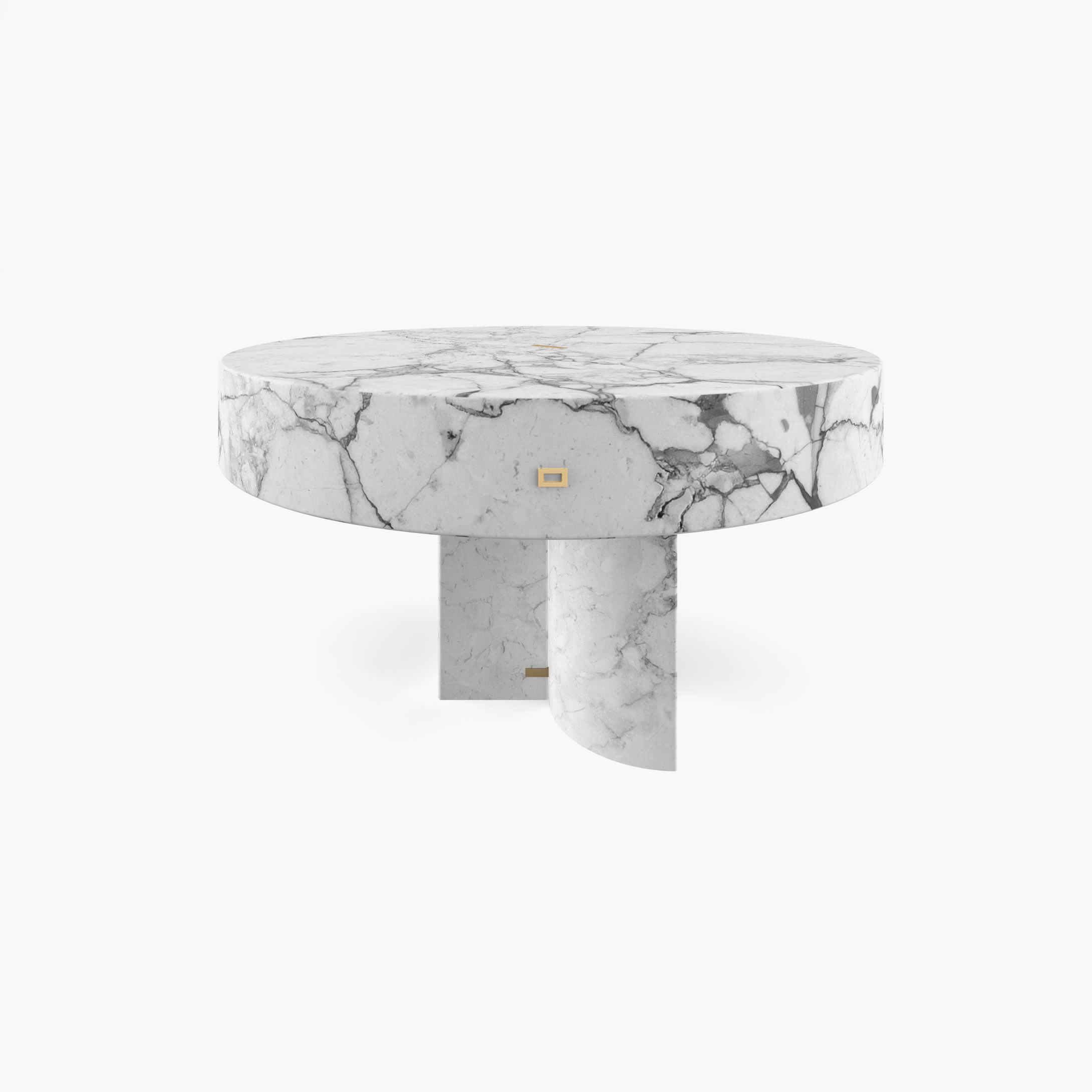 Side Table round Cylinder cuboid prism White Arabescato Marble minimalistic Living Room interior design Side Tables FS 127 FELIX SCHWAKE