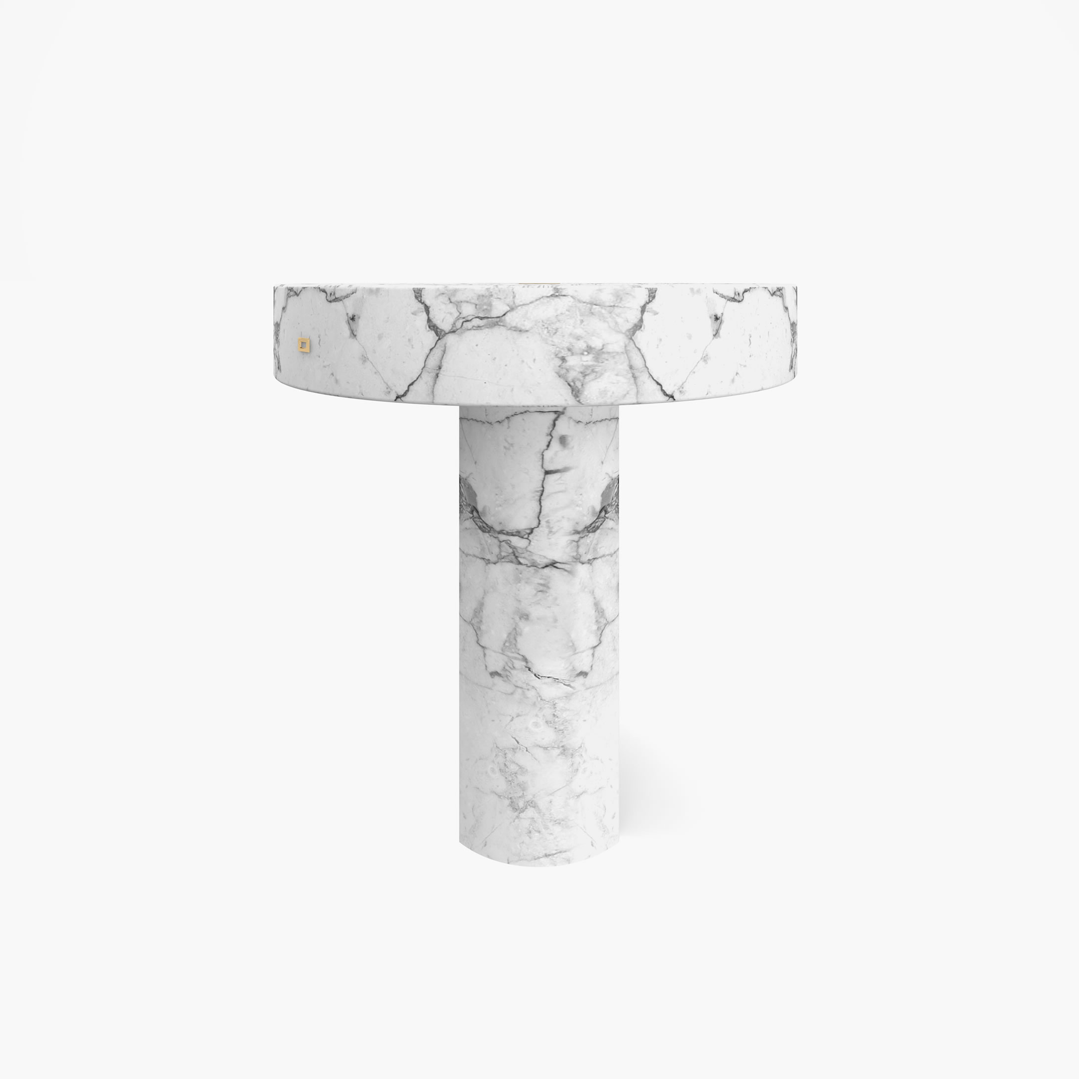 Side Table round high Cylinder cuboid prism White Arabescato Marble collectible Living Room designs Side Tables FS 128 b FELIX SCHWAKE