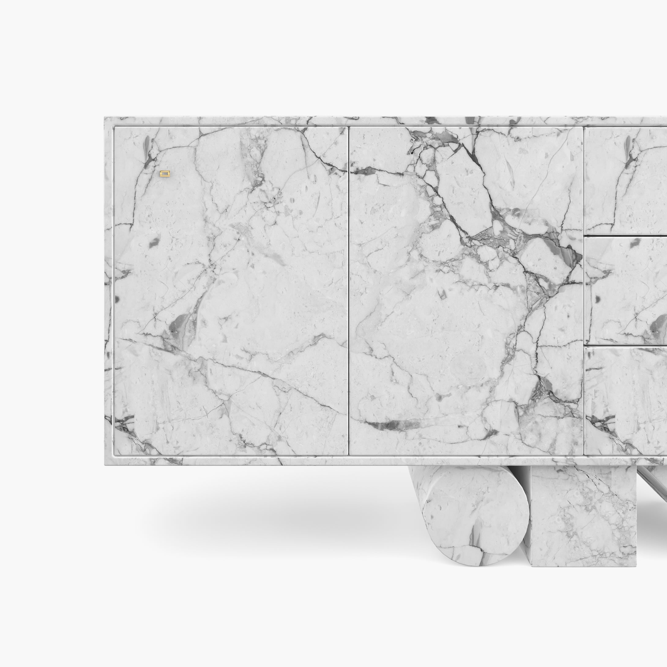 Sideboard Doors drawers White Arabescato Marble pure Living Room masterpieces Consoles  Sideboards FS 4 FELIX SCHWAKE
