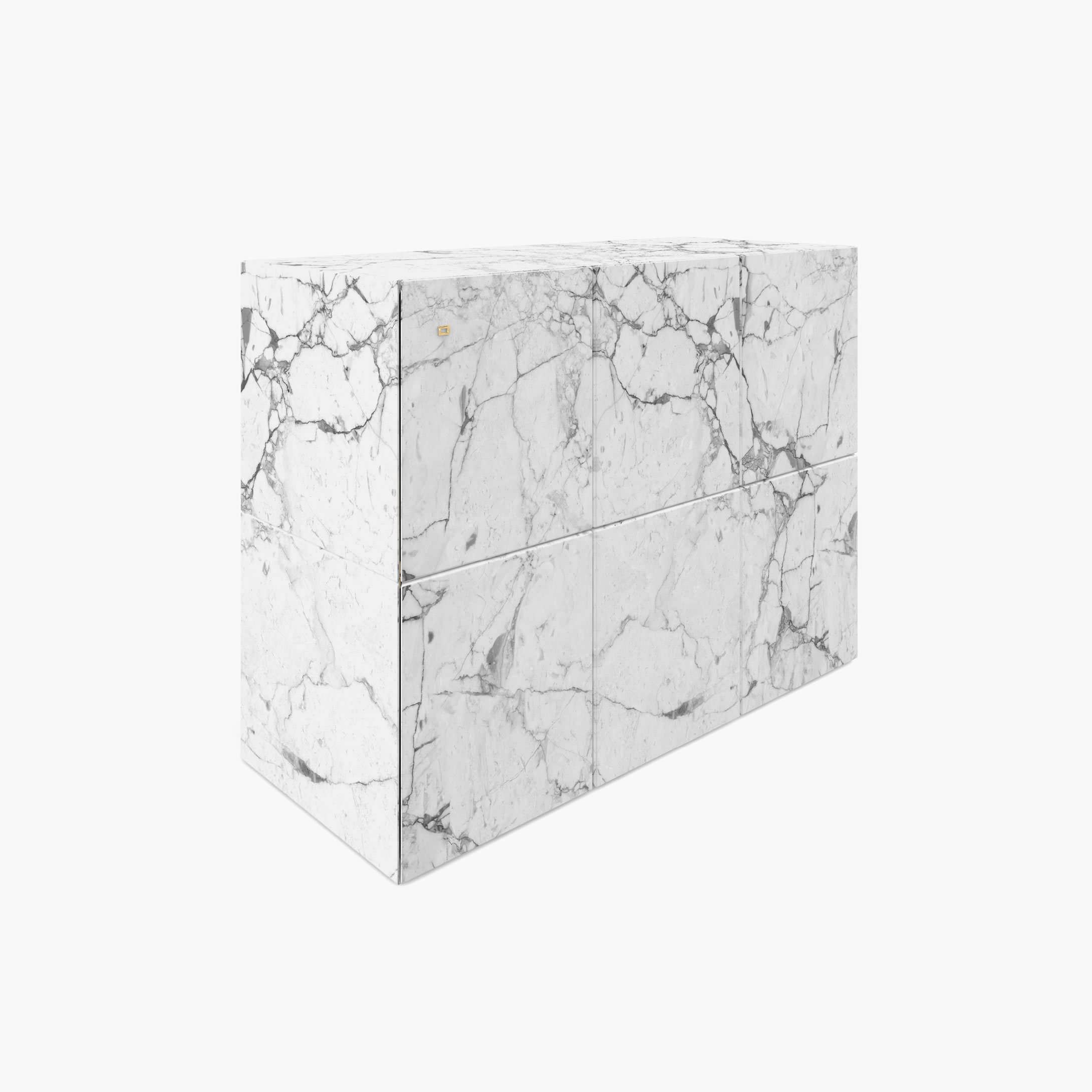 Sideboard of cubes White Arabescato Marble hand crafted Living Room creation Consoles  Sideboards FS 24 FELIX SCHWAKE